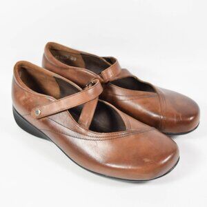 Wolky Passion Brown Leather Mary Jane Strap Comfort Walking Shoes Sz 41 US 9.5